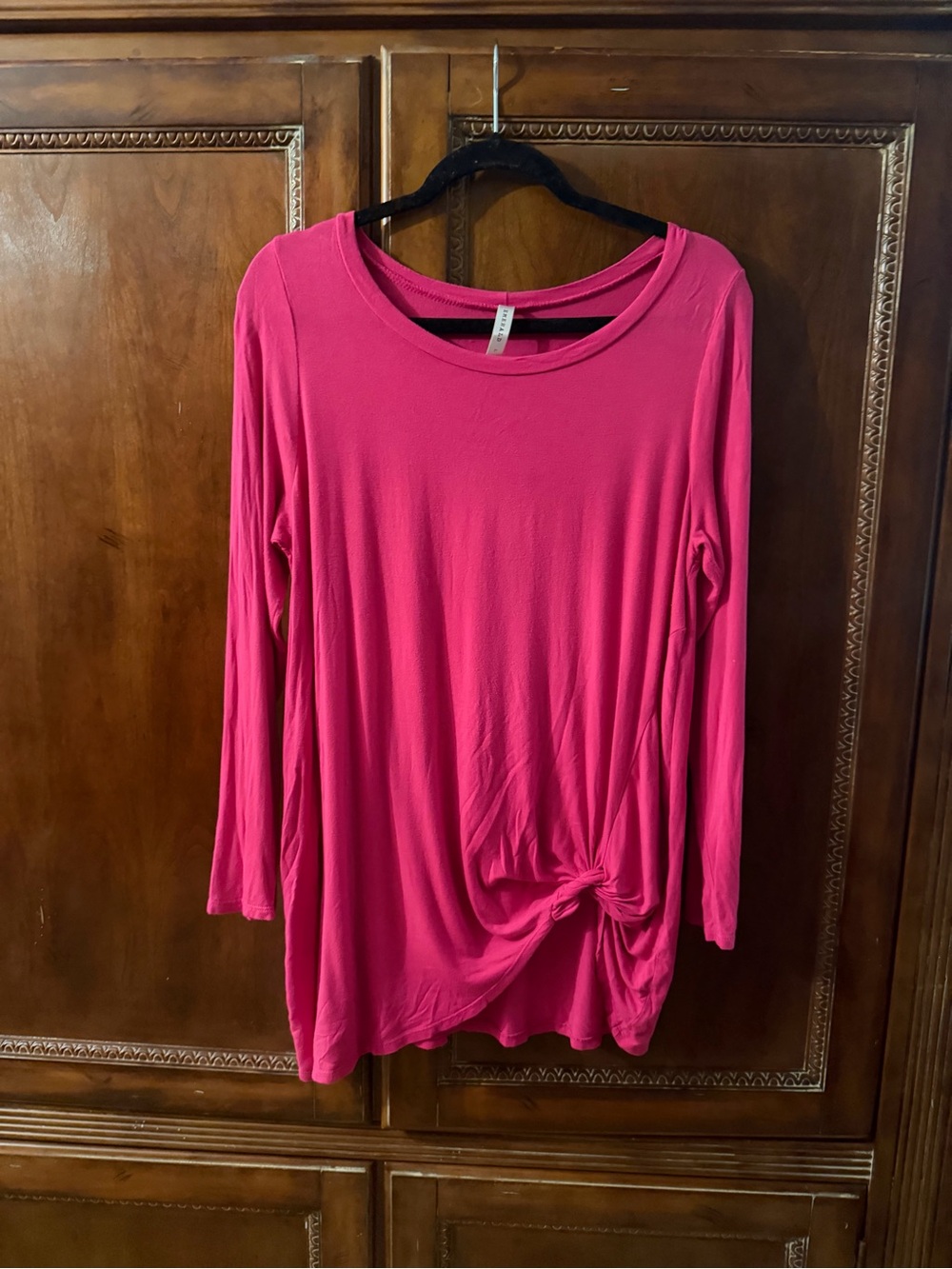 Women’s Long Sleeve Knot-Hem Top - Hot Pink
